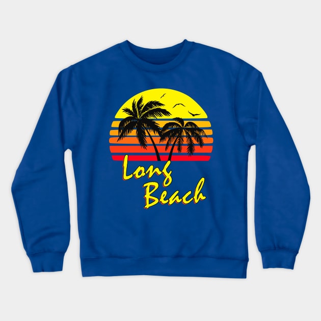 Long Beach Retro Sunset Crewneck Sweatshirt by Nerd_art